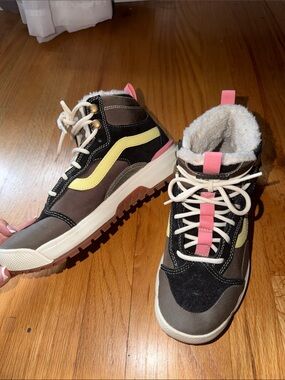 Vans High-Top Snow Sneaker in Brown, Yellow & Pink